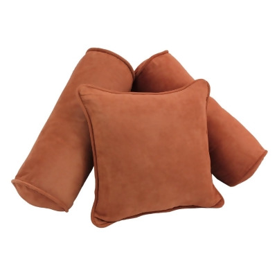 Blazing Needles 9816-CD-S3-MS-SP Double-Corded Solid Microsuede Throw Pillows with Inserts, Spice - Set of 3 