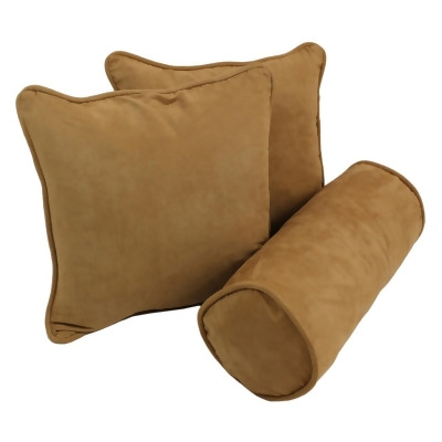 Blazing Needles 9815-CD-S3-MS-CM Double-Corded Solid Microsuede Throw Pillows with Inserts, Camel - Set of 3 