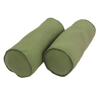 Blazing Needles 9814-CD-S2-TW-SG 20 x 8 in. Double-Corded Solid Twill Bolster Pillows with Inserts, Sage - Set of 2 