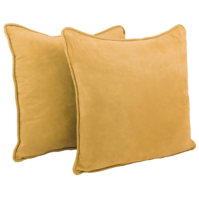 Blazing Needles 9813-CD-S2-MS-LM 25 in. Double-Corded Solid Microsuede Square Floor Pillows with Inserts, Lemon - Set of 2 