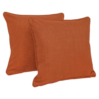 Blazing Needles 9810-CD-S2-REO-SOL-06 18 in. Double-Corded Solid Outdoor Spun Polyester Square Throw Pillows with Inserts, Cinnamon - Set of 2 