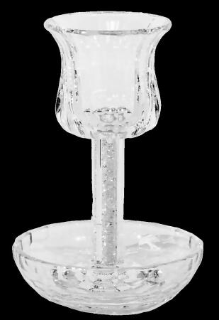Schonfeld Collection 182891 6 in. Cup & 4.5 in. Tray White Filling with Square Leg Crystal Kiddush Cup 