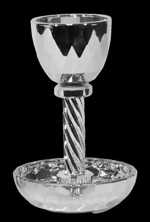 Schonfeld Collection 182901 6 in. Crystal Silver Kiddush Cup with Tray