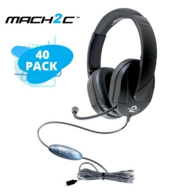 HamiltonBuhl M2USBC-40 MACH-2 USB Type-C Deluxe-Sized Multimedia Headset with Steel Reinforced Gooseneck Mic - Pack of 40 