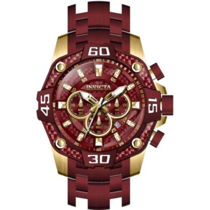 Invicta 40257 52 in. Dia. 26 mm Mens Pro Diver Quartz Chronograph Red Dial Watch 