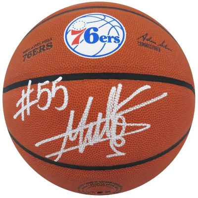 Schwartz Sports Memorabilia MUTBSK213 Dikembe Mutombo Signed Wilson Philadelphia 76ers Logo NBA Basketball 