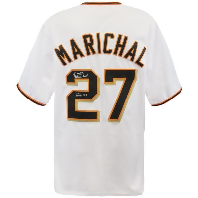 Schwartz Sports Memorabilia MARJRY101 Juan Marichal Signed White Throwback Custom MLB Baseball Jersey with HOF 83 Inscription 