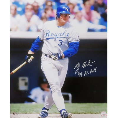 Schwartz Sports Memorabilia HAM16P100 16 x 20 in. Bob Hamelin Signed Kansas City Royals Batting MLB Action Photo with 94 AL Roy Inscription 