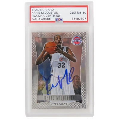 Schwartz Sports Memorabilia MIDCAR201 Khris Middleton Signed Detroit Pistons 2012 Panini Prizm NBA Rookie Card with No.285 PSA-DNA Encapsulated - Auto Grade 10 