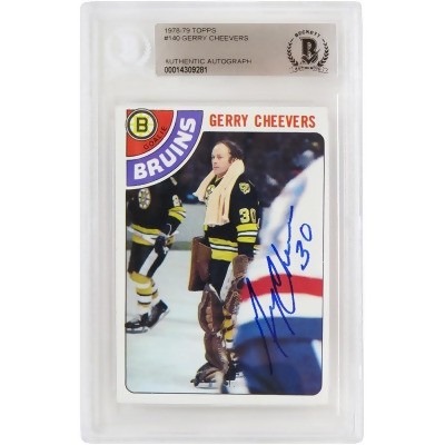 Schwartz Sports Memorabilia CHECAR411 Gerry Cheevers Signed Boston Bruins 1978-1979 Topps Hockey NHL Trading Card with No.140 Beckett Encapsulated 