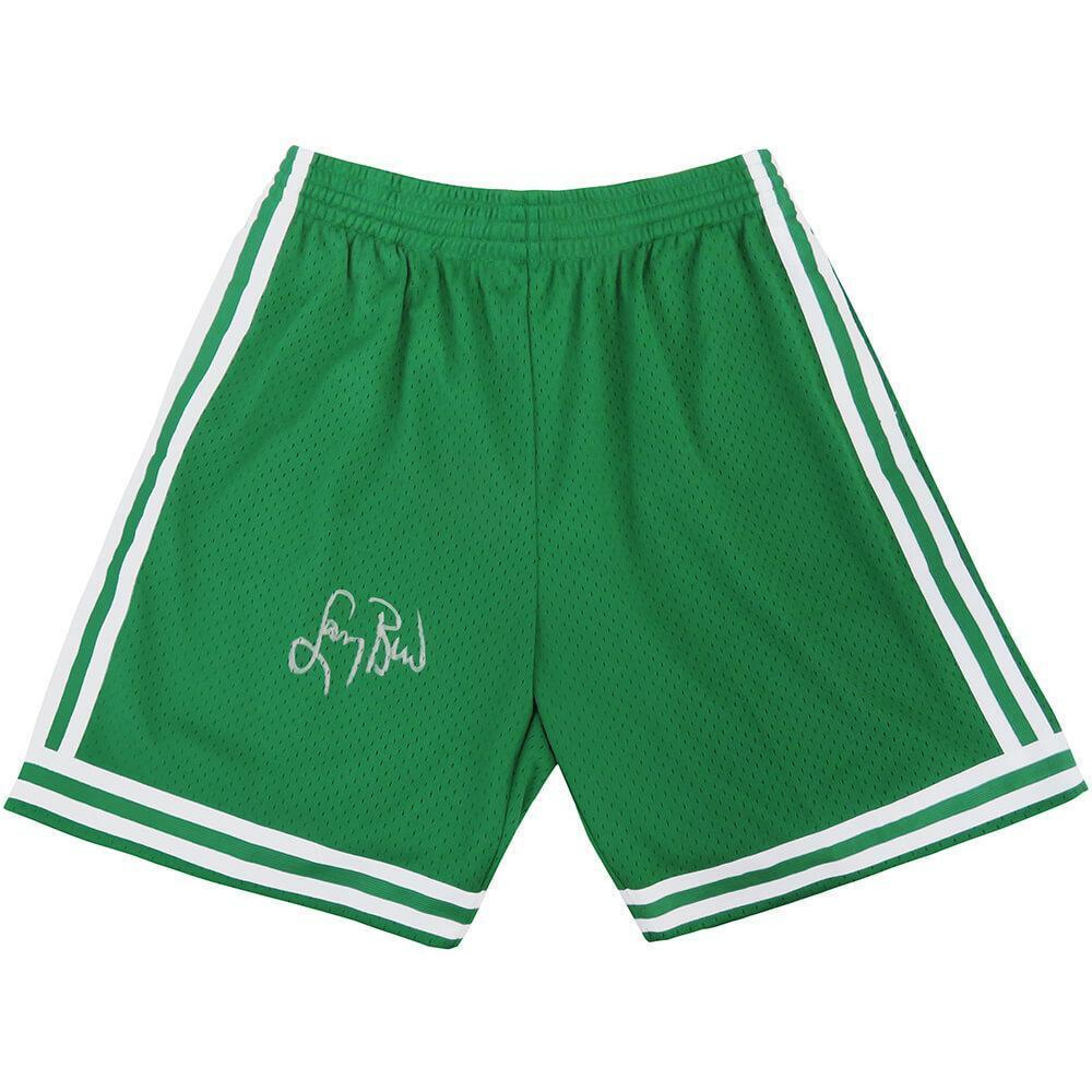 Schwartz Sports Memorabilia BIRJRY213 Larry Bird Signed Boston Celtics Green 1985-86 Style Mitchell & Ness NBA Basketball Shorts Jersey