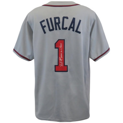 Schwartz Sports Memorabilia FURJRY100 Rafael Furcal Signed Grey Custom MLB Baseball Jersey with 2000 NL Roy Inscription 