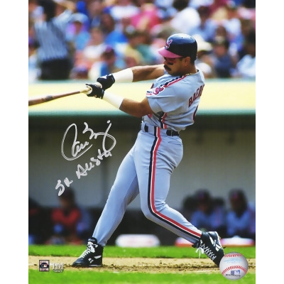 Schwartz Sports Memorabilia BAE08P110 8 x 10 in. Carlos Baerga Signed Cleveland Indians MLB Action Photo with 3x All Star Inscription 
