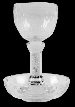 Schonfeld Collection 15691 6 x 4.5 in. Crystal with Light Silver Stones Kiddush Cup & Tray 