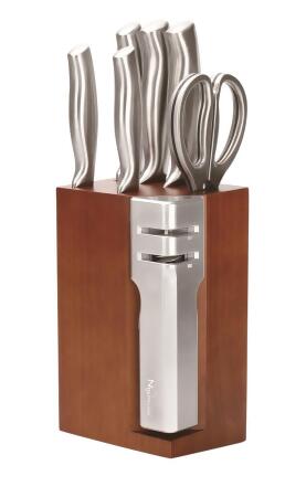 CULINARY EDGE 98832 NEW ENGLAND STAINLESS STEEL CUTLERY SET WITH DETACHABLE 2 STAGE KNIFE SHARPENER 