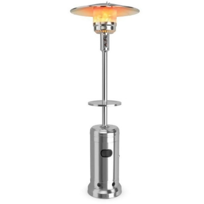Total Tactic HW61848SL Outdoor Heater Propane Standing LP Gas Steel with Table & Wheel, Silver 
