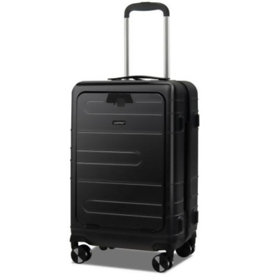 Total Tactic BL10004DK 20 in. Carry-on Luggage PC Hardside Suitcase TSA Lock with Front Pocket & USB Port, Black 