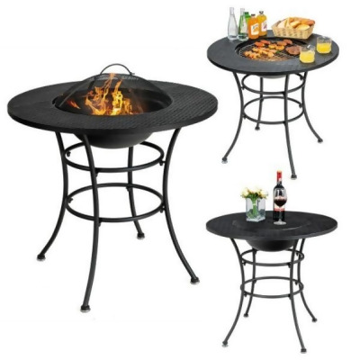 Total Tactic NP10257 31.5 in. Patio Fire Pit Dining Table with Cooking BBQ Grate 