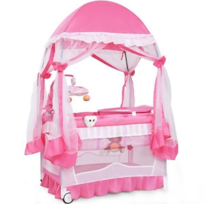 Total Tactic BB0490PI Portable Baby Playpen Crib Cradle with Carring Bag, Pink 