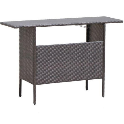 Total Tactic HW70304 Outdoor Wicker Bar Table with 2 Metal Mesh Shelves 