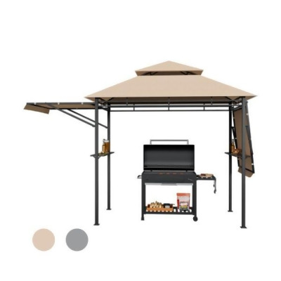 Total Tactic NP10385BN 13.5 x 4 ft. Patio BBQ Grill Gazebo Canopy with Dual Side Awnings, Beige 