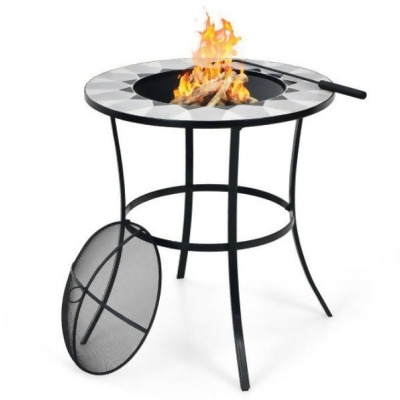 Total Tactic NP10388 23.5 in. Round Fire Pit Table with Mesh Cover & Fire Poker 