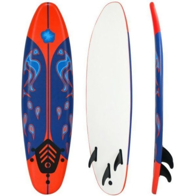 Total Tactic SP37374RE 6 ft. Surf Foamie Boards Surfing Beach Surfboard, Red 