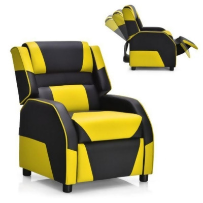 Total Tactic HW66874YW Kids Youth PU Leather Gaming Sofa Recliner with Headrest & Footrest, Yellow 