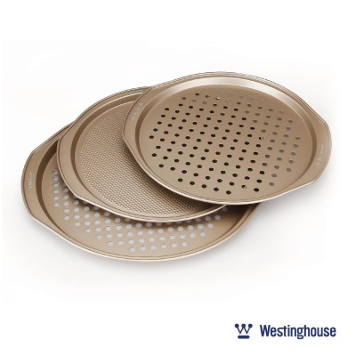 Westinghouse WH-1 Carbon Steel Pizza Pan Set with 2 x 12 in. Plus 1 x 14 in. Pizza Pans & Premium Non-Stick Coating - 3 Piece 