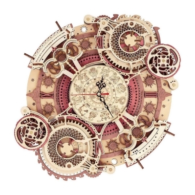 Rolife LC601 Zodiac Wall Clock Wooden Mechanical Gears 