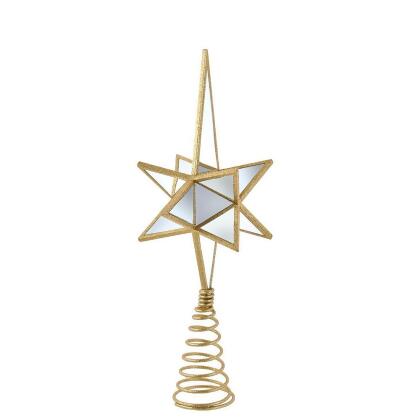 Kurt S. Adler D4181 13.5 in. Mirror Narrow Gold Star Tree Topper 
