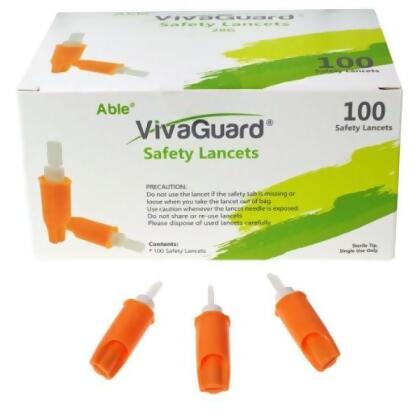 VivaGuard VivaGuard-VGL02-382-5PK Vivaguard 28G Single Use Push-Button Safety Lancets - Pack of 500