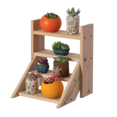 Vintiquewise QI004296 Flower Pots Plant Stand for Indoor Outdoor Wooden Shelves Planter Furniture with Multiple Shelves - Brown Flower Display Storage Rack for Living Room and Garden 