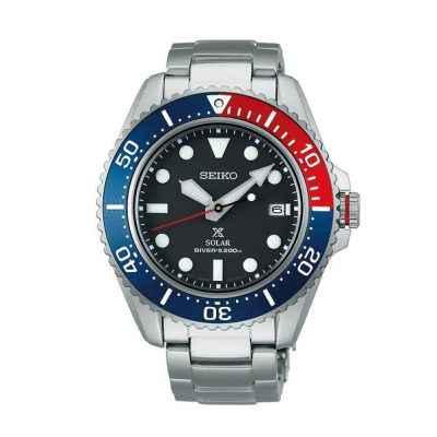 Seiko Clocks SNE591 42 mm Men Prospex Solar Diver Watch, Red & Blue 