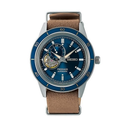 Seiko Clocks SSA453 40.8 mm Men Mechanical Watch, Blue & Brown 