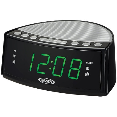 Jensen JCR-160 0.9 in. Green LED AM & FM Dual Digital Alarm Clock, Black 