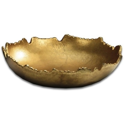 HomeRoots 388580 Golden Abstract Torn Texture Serving Bowl, Silver 