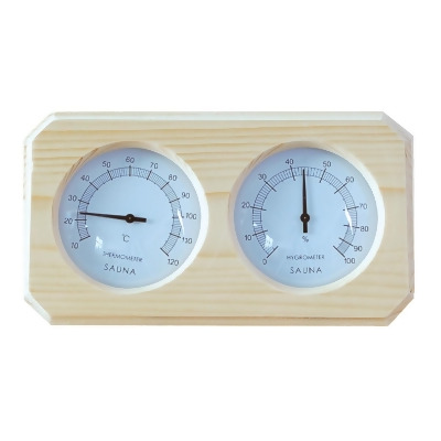 Aleko KDS03-UNB 1.2 x 5.5 x 10.2 in. Sauna Pine Wood Thermometer & Hygrometer, Natural Wood 