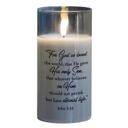 Dicksons PGC-06-31SGY LED Candle For God So Loved Jn 3:16 6in 