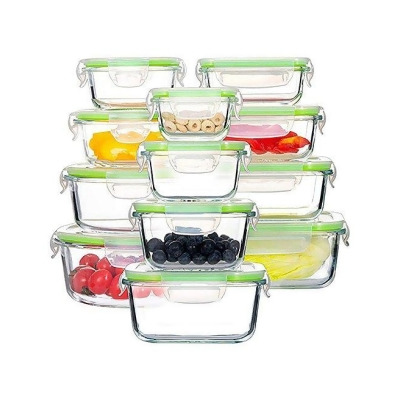 S Salient 2401 12-Container High Borosilicate Glass Food Storage Set - 24 Piece 