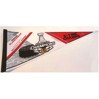 212 Main PNTH-BLKHWKS2015 12 x 30 in. Chicago Blackhawks NHL Stanley Cup 6x Champs 2015 Pennant 