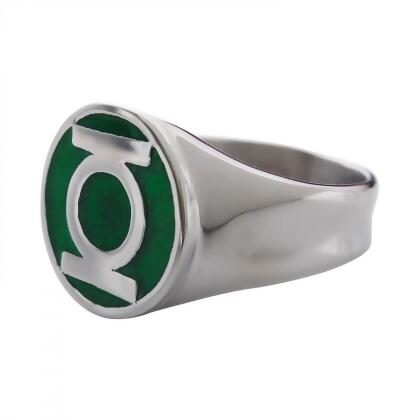 Green Lantern 857235-size12 Green Lantern Symbol Stainless Steel Ring - Size 12 