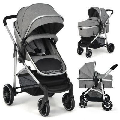 Total Tactic BC10046US-GR 43 x 24 x 35 in. 2 in 1 Convertible Baby Stroller with Reversible Seat, Gray 