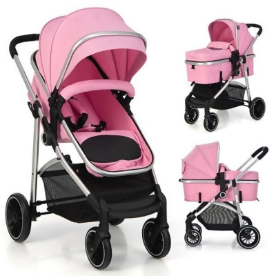 Total Tactic BC10046US-PI 43 x 24 x 35 in. 2 in 1 Convertible Baby Stroller with Reversible Seat, Pink 