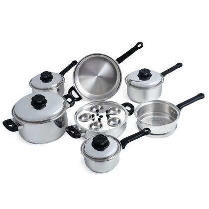 Maxam KT173 Stainless Steel Steam Control Cookware Set - 17 Piece 