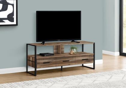 Monarch Specialties I 2619 48 in. Brown Reclaimed & Black Metal TV Stand 