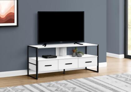 Monarch Specialties I 2615 48 in. White & Black Metal TV Stand 