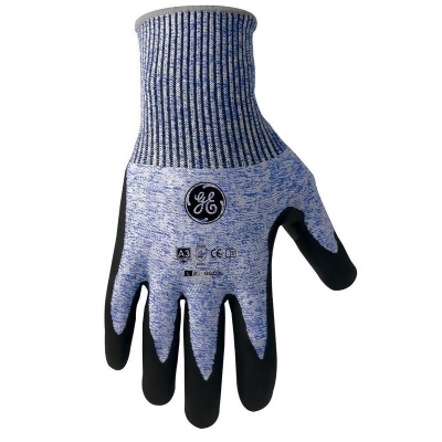 General Electric 7013393 Unisex Dipped Gloves, Black & Blue - Large - Pack of 2 