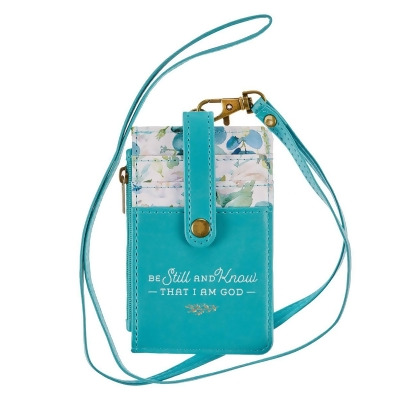 Christian Art Gifts 224593 Be Still & Know-Psalm 46-10-Teal & Floral ID Card Holder 
