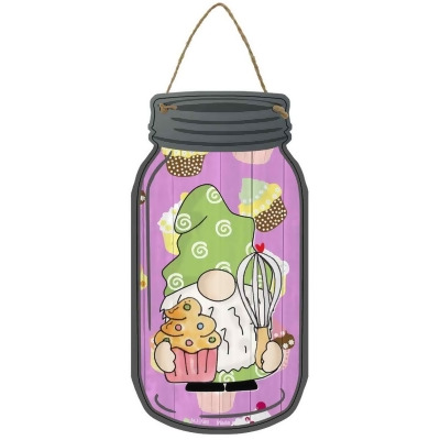 Smart Blonde MJ-749 4 x 8 in. Cupcake & Whisk Novelty Metal Mason Jar Sign with Gnome 